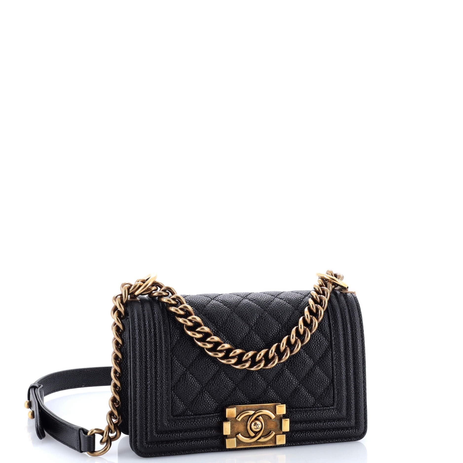 CHANEL Pre-Loved Boy Flap Bag Quilted Caviar Small, Black