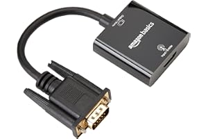 �鶹�� Basics Gold-Plated HDMI (Female) to VGA (Male) Adapter with 3.5mm Audio Port (Only from HDMI to VGA)