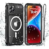 Evcing for iPhone 13 Pro Max Waterproof Case Compatible with MagSafe, Metal Heavy Duty IP68 Underwater Case Built-in Screen Protector, Military Grade Shockproof Rugged Protective Cover 6.7 inch Black