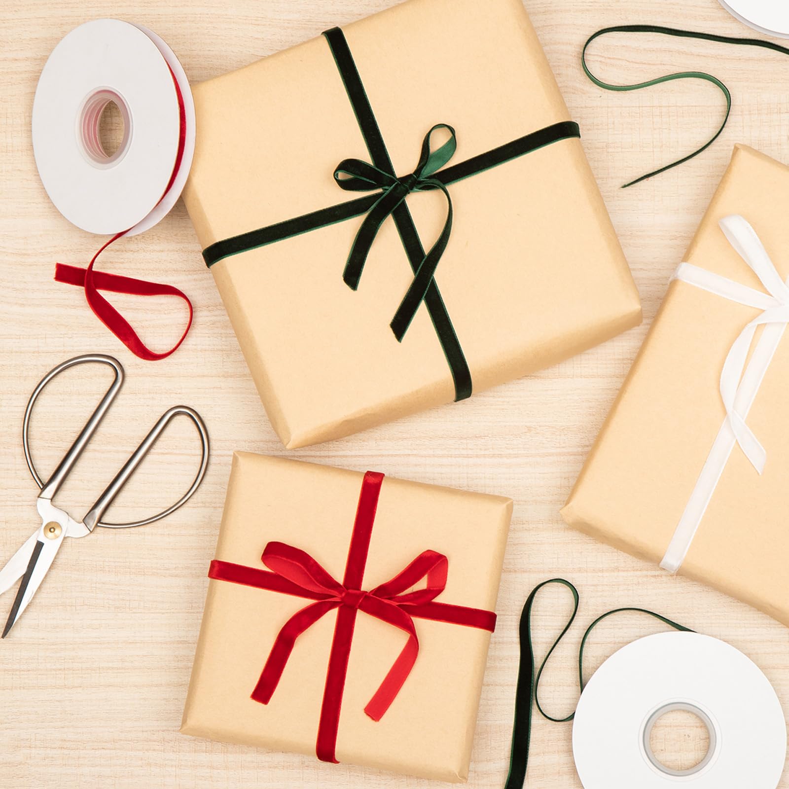 YANGTE 4 Colors Velvet Ribbon Set, 3/8