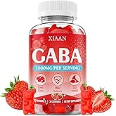 XIAAN GABA Gummies 1000mg for Kids & Adults, Chewable GABA Supplements with L Theanine 5-HTP Ashwagandha Vitamins B6,B12,D3 for Calm & Zzz, Sugar-Free/Vegan, Strawberry Flavor 60 Count