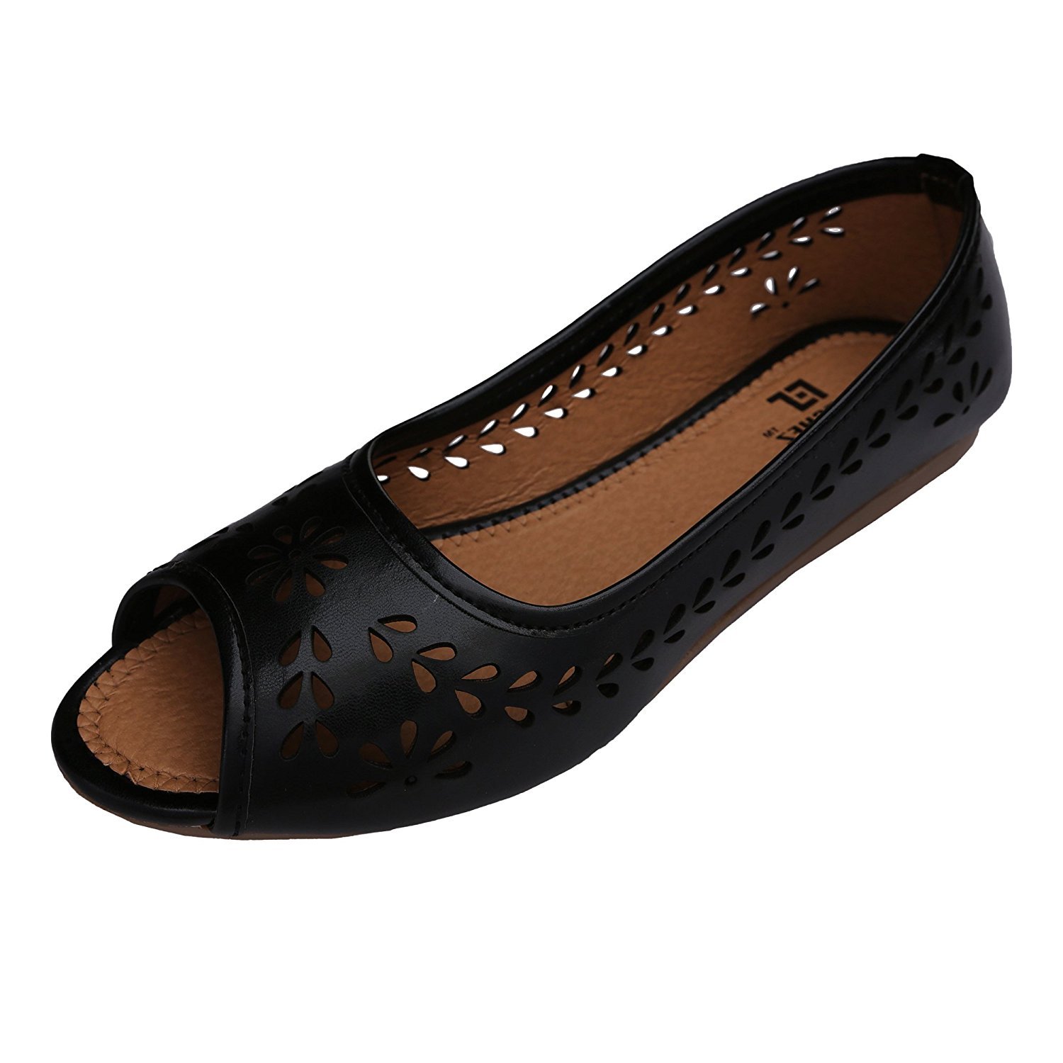footshez new arrival best hot selling women's black laser cut casual bellies low price sale