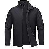 MAGCOMSEN Men's Fleece Lined Softshell Jacket Lightweight Waterproof Windbreaker Zip Up Winter Rain Coat Tactical Hiking