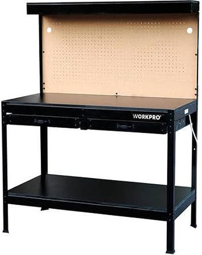 Garage Workbench with Light Wood Steel Work Bench