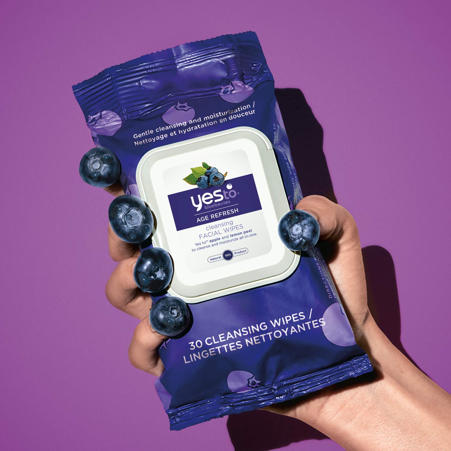 Yes To Superblueberries Skin Recharging Cleansing Facial Wipes for Stressed Skin, 30 Count (Pack of 2): Beauty