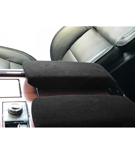 Black Synthetic Leather Armrest Cover For Lincoln MKS 2009-2016 Center Console