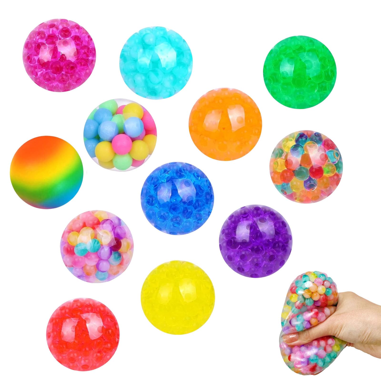 12pcs Random Stress Balls, Squishy Stress Relief Ball for Anxiety Relief, Hand Exercise Flexibility Training for Home, Office Suitable for Relieving Stress in The Office Aged 15+