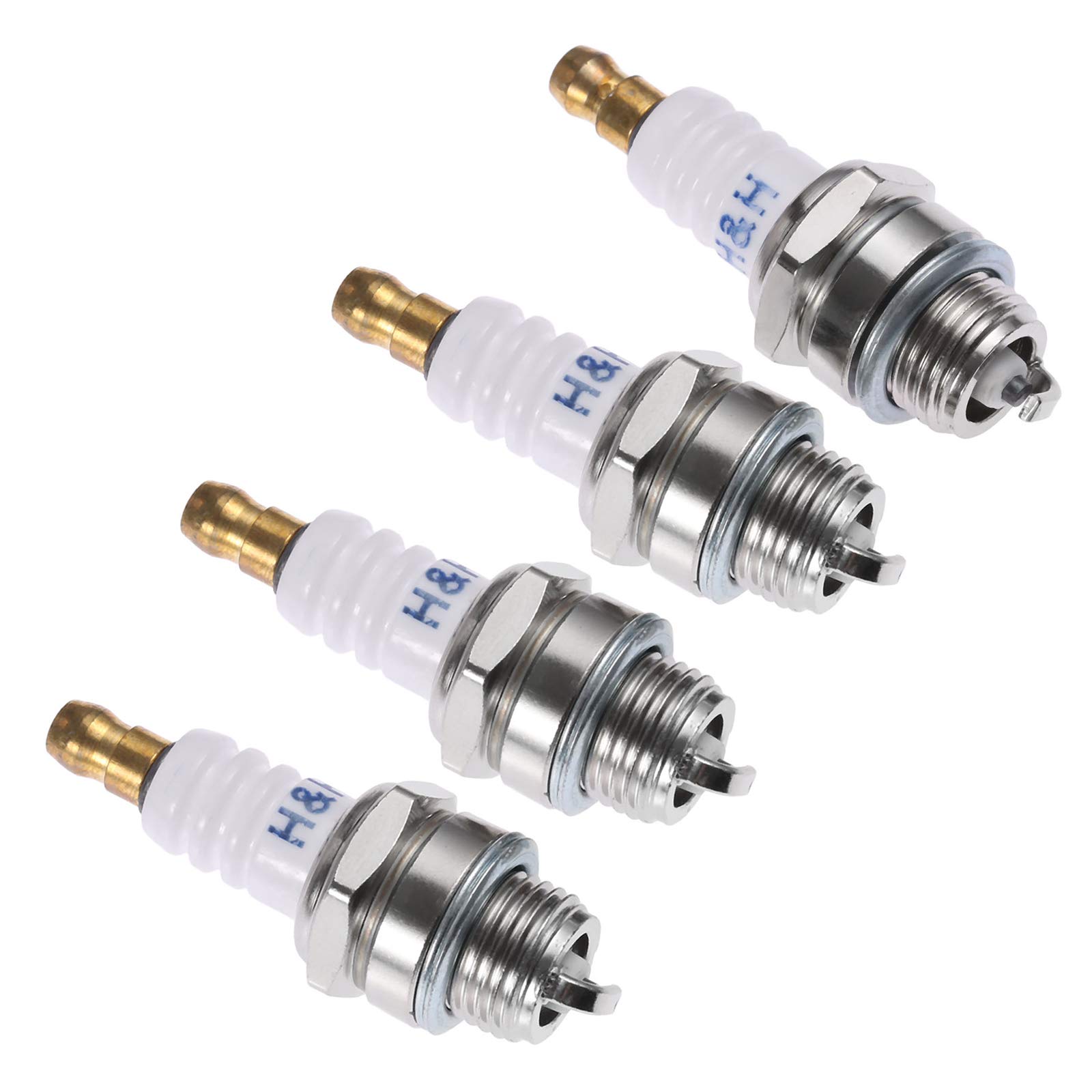 DRELD 4Pcs L7T Spark Plugs, 2 Stroke Engine Spark Plug Engine Accessory Replacement for BPMR7A CJ8 RCJ6Y RCJ7Y Chainsaw Brush Cutter Garden Lawnmower Strimmer Trimmer