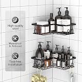 UUlioyer Corner Shower Caddy 2-Pack Rustproof No Drilling Black view 2