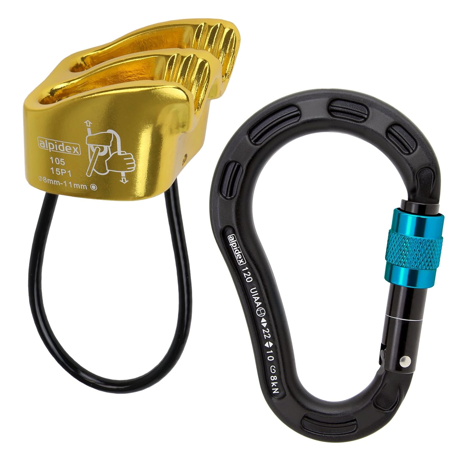 ALPIDEX ClimbingStarterset Belay device + HMS Aluminium Screw