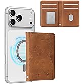FINPAC for MagSafe Wallet, Stronger Magnetic RFID Blocking Minimalist Phone Wallet for iPhone, Galaxy, Pixel, MagSafe Compatible Card Case, Detachable Bifold for Men & Women, Brown