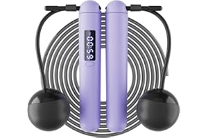 ACHDOFITS Jump Rope for Adults - 2 In 1 Tangle-Free Cordless Jump Ropes with Counter Large Ball-Weighted, Adjustable Steel Wire Skipping Rope with LED Display, for Men Women Fitness and Workout