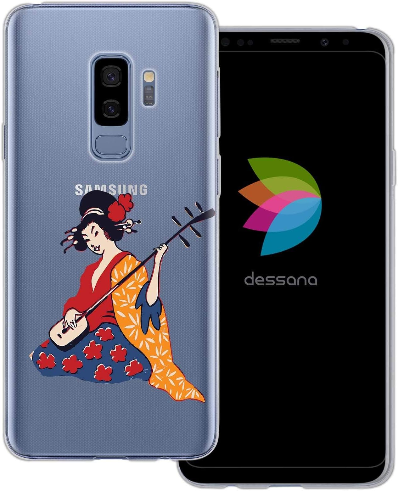 dessana Geisha Japan Transparent Protective Case Phone Cover for Samsung Galaxy S9 Plus Shamisen Instrument