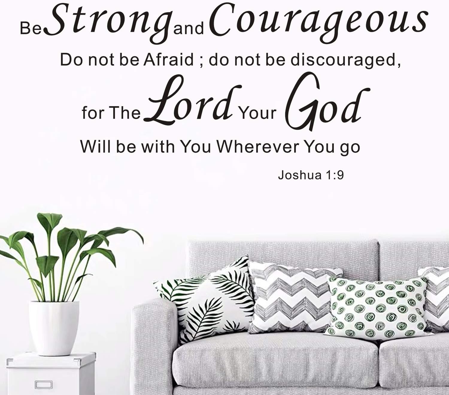 AnFigure Bible Verse Wall Decal, Religious Wall Decals, Quotes Home Art Decor Vinyl Stickers Be Strong and Courageous Do Not Be Afraid for The Lord Your God Will Be with You Wherever You Go 23