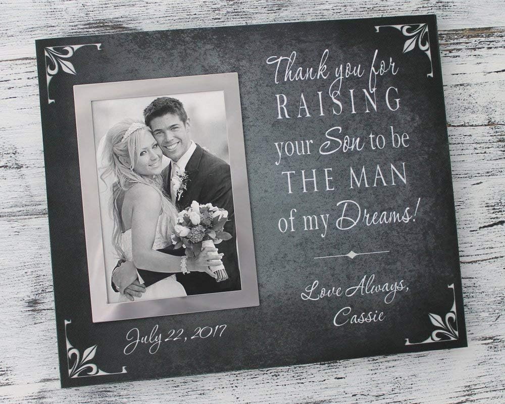Thank you for raising your son to be the man of my dreams personalized wedding picture frame mother of groom wedding gift