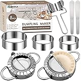 Dumpling Maker,Dumpling Mold Set and Cutter,Dumpling Press Molds Dumpling Skin Maker Stuffing Spoon Flour Ring Cutter,Chinese