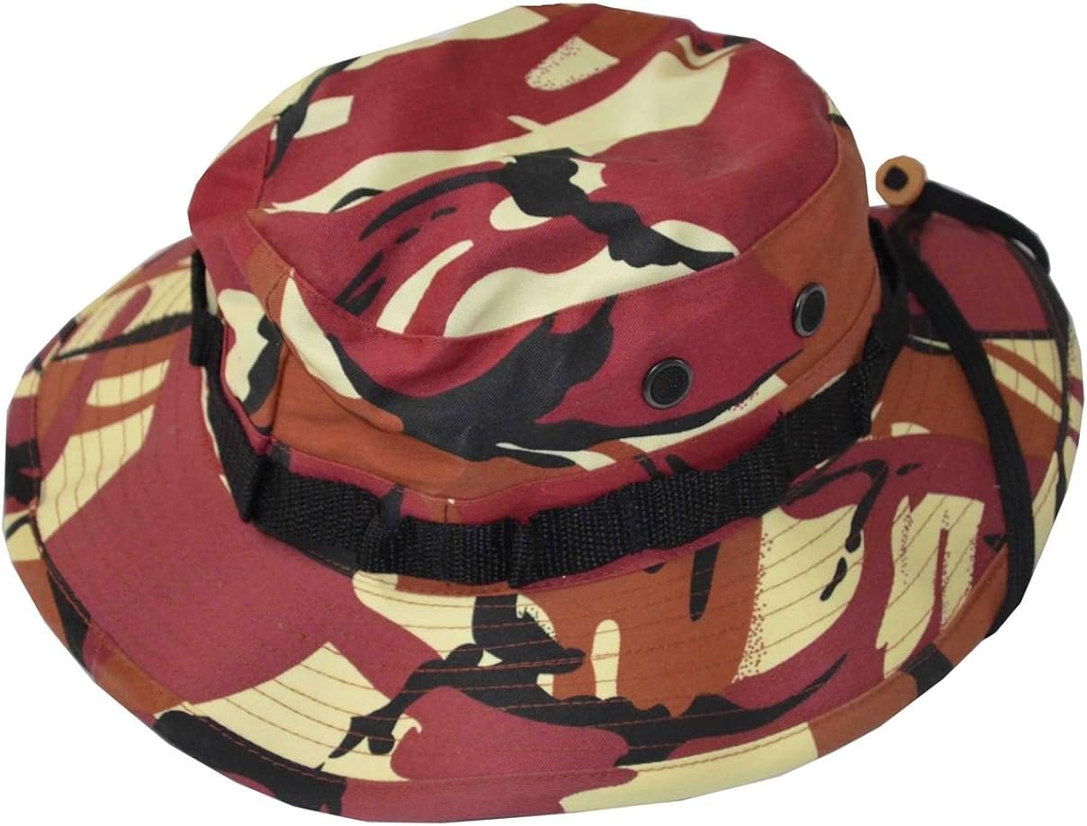 red camo bucket hat