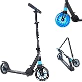 Aero Big Wheels Kick Scooter for Kids 6+, Teens & Adults | Light Up Wheels, Hand Brake, Rubber Deck Mat & Shock Absorption | Foldable & Height Adjustable