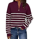 LILLUSORY Women's Quarter Zip Striped Oversized Sweater 2026 Mock Turtleneck Fall Fashion Outfit
