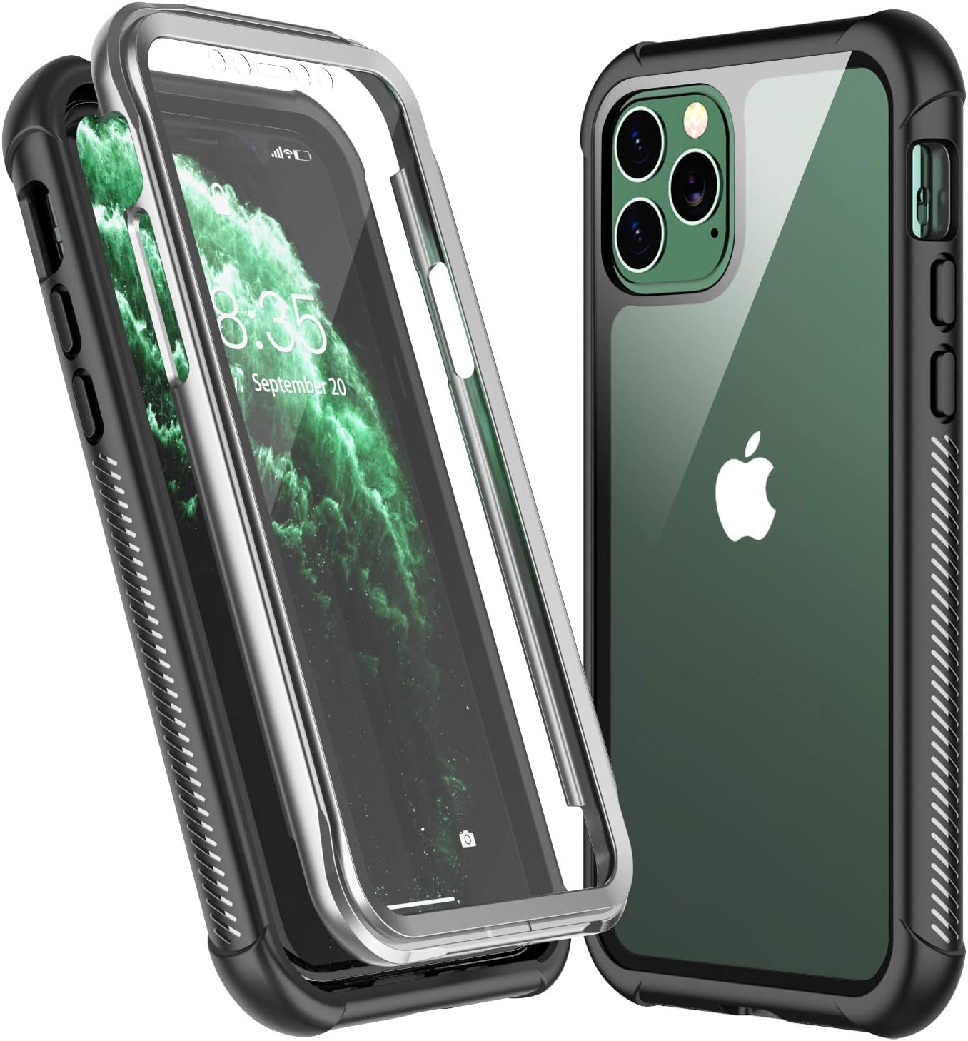KUMEDA Designed for iPhone 11 Pro Max Case, Heavy Duty Protection with Built-in Screen Protector Rugged Armor Cover Clear Shockproof Case for iPhone 11 Pro Max 6.5 Inch