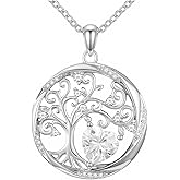 Accver Tree of life necklace with Birthstone Sterling Silver Pendant-Adjustable Chain, Ideal Jewelry gift for her, Girlfriend, Wife, Mom on Birthday, Anniversary