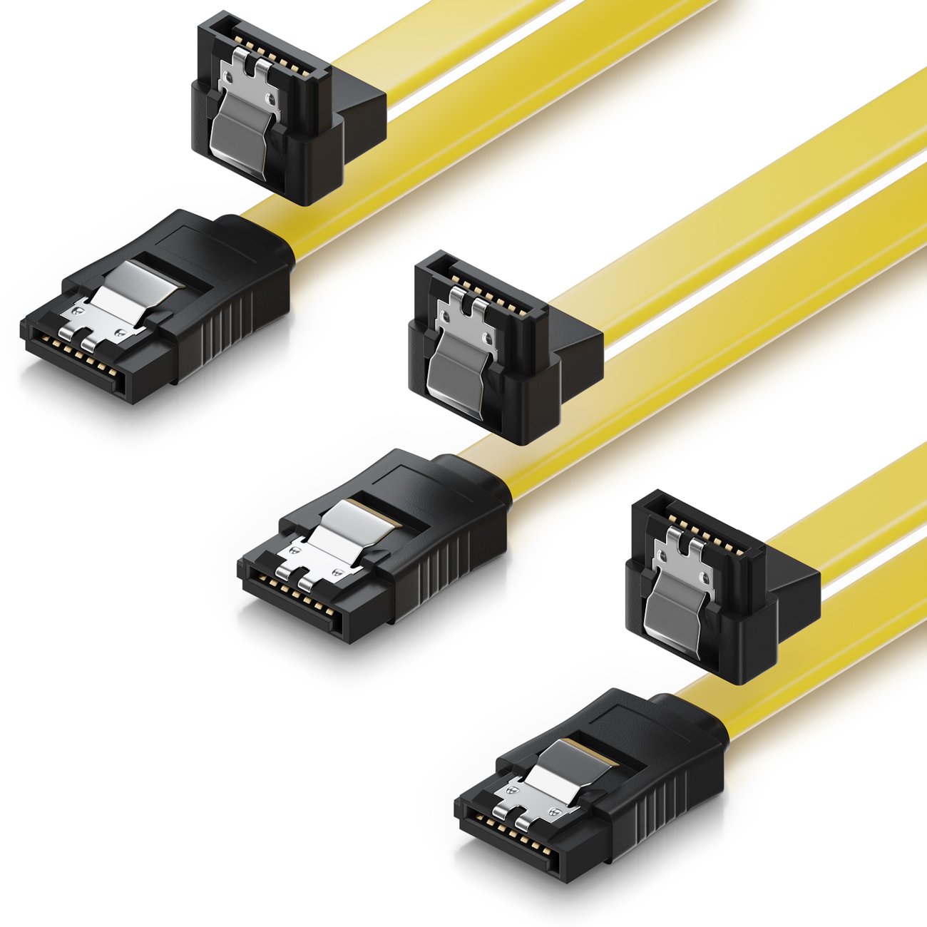 deleyCON SATA Cable + Sets 3x 50cm Winkel - Gelb