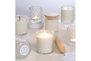 MATAHUM 8 Pack Clear Candle Jars for Making Candles, 7 OZ Empty Glass Candle Making Jars with Bamboo Lids for Candle Making Supplies, Candle Containers Vessels for Home DIY Decoration