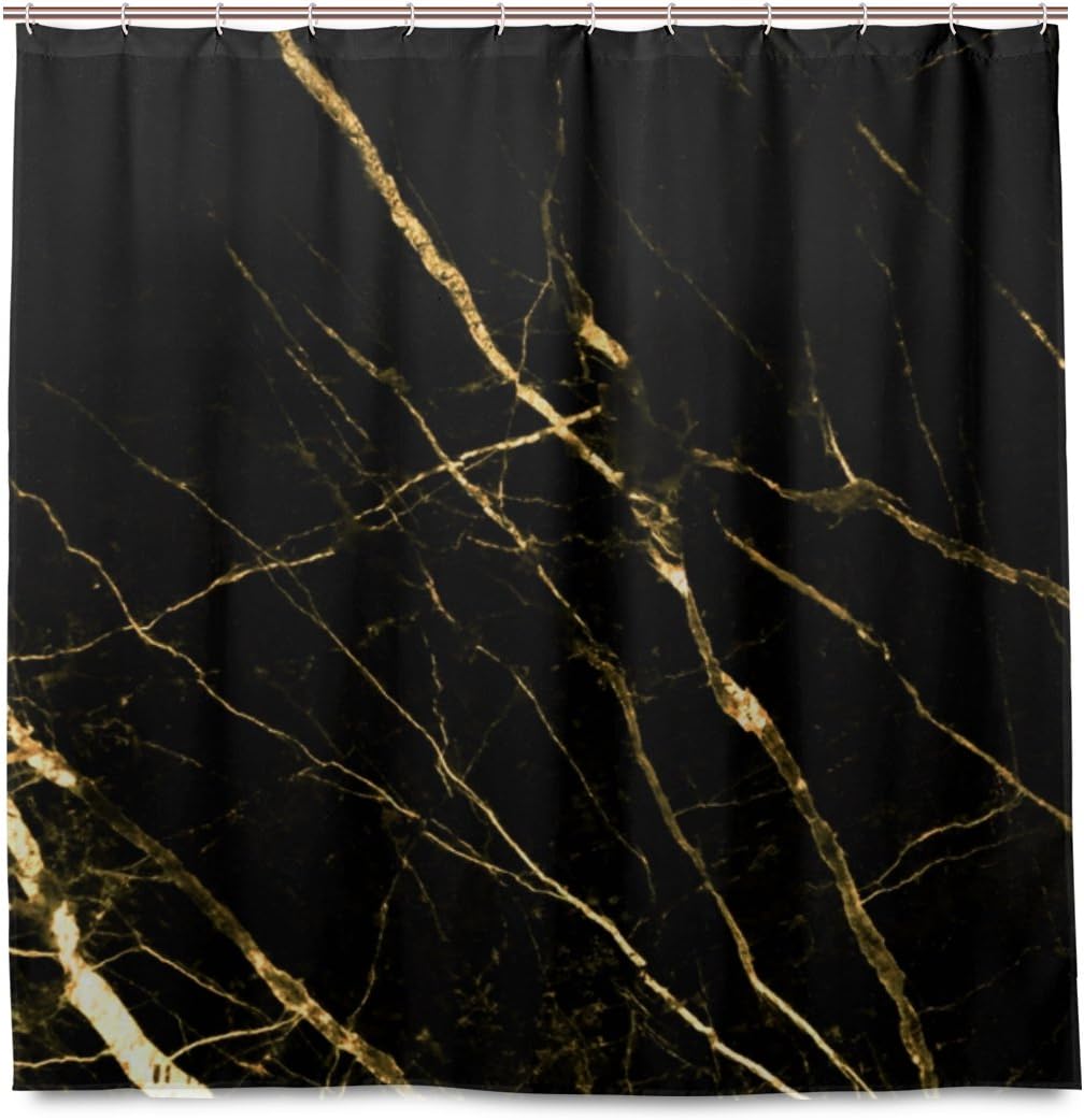 Amazon Com Alaza Black Gold Marble Shower Curtain Waterproof