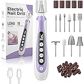 Nail Drill, Electric Nail File & 10-Speed Cordless Nail File, 10 in 1 Kit for Thick Toenails, 2000mAh Rechargeable Portable Manicure Pedicure Kit with LED Display Ideal Gift for Men & Women(Purple)