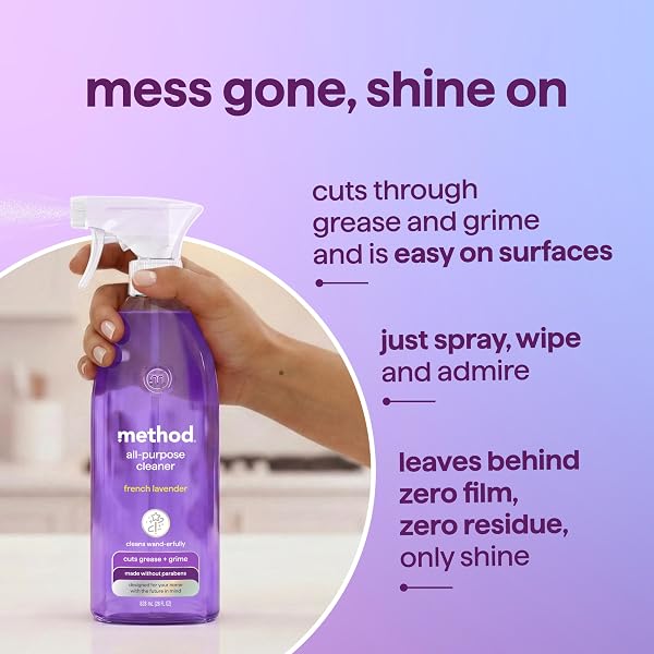 METHOD ALL-PURPOSE CLEANER SPRAY, FRENCH LAVENDER, PERFECT FOR MOST COUNTERS, TILES AND MORE, 28 FL OZ, (PACK OF 1)