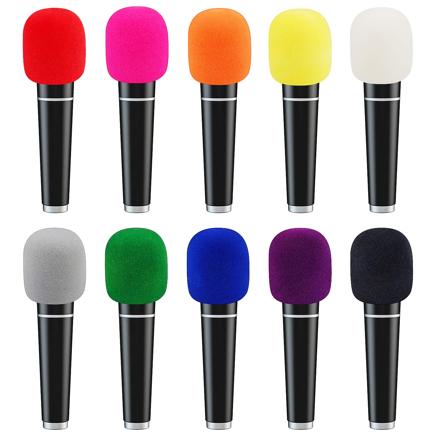 Augshy Microphone Covers Foam,20 Pack Thick Handheld Stage Microphone Windscreen Microphone Cover Foam Karaoke DJ Microphone Covers Disposable(10 Color)