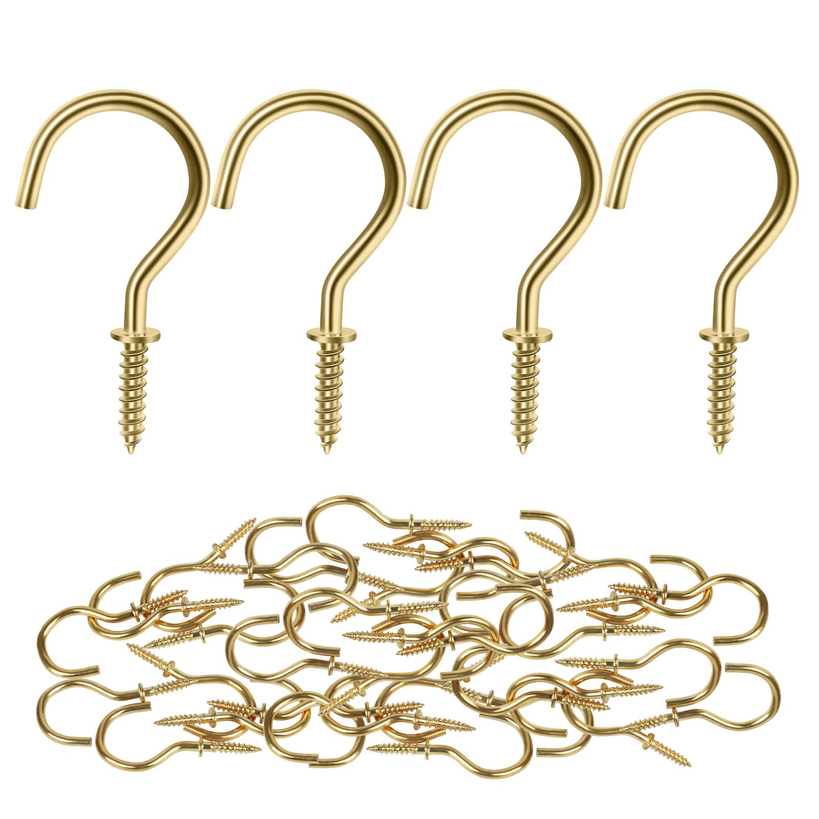 Photo 1 of *LARGE* MewuDecor Screw Hooks, 1-1/2" Wood Wall Ceiling Hooks Plant Hooks Indoor Outdoor for Utensils Plants Baskets Lights Wreaths, Gold, 20 PCS