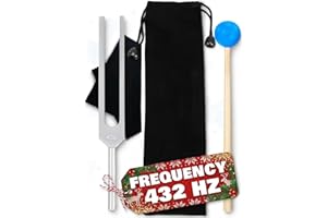 DIMROM 432 Hz Tuning Fork Set – 7.2 inch Stainless Steel Harmony Tuning Fork Set with Reflex Hammer, Cleaning Cloth and Bag - Sound Tools Diapason for Meditation, Relaxing and Music Instruments Calibration