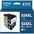 LinkDocs Remanufactured T924xl Ink Cartridge with Latest Chips Replacement for Epson T924XL Work for Epson Workforce Pro WF-C4810 Color MFP WF-C4310(Black Cyan Magenta Yellow)