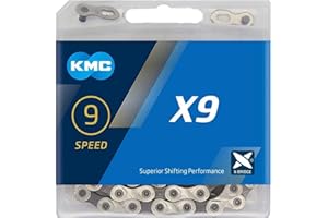 9-Speed 116 Links,Road MTB Mountain Bike Bicycle Chain X9,Silver/Grey