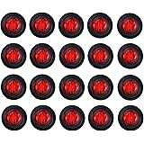 TMH (Pack of 20 3/4 Inch Mount RED LED Clearance Bullet Marker lights, Side LED marker lights for trailer Truck RV Car Bus Va