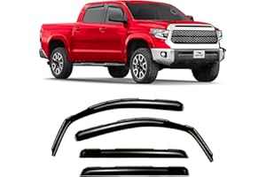 Voron Glass in-Channel Extra Durable Rain Guards for Trucks Toyota Tundra 2007-2021 CrewMax, Window Deflectors, Vent Window Visors, 4 Pieces - 220083