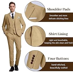 High-End Suits Retro Khaki Linen Men Suit Casual