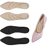 Keroius 2 Pairs High Heel Insoles Shoe Cushion Inserts Comfort Sponge Insert for Women Breathable Shoe Pads for Foot Pain,Heel Sore,Loose Shoes ,Arch Pain (Black+Beige)