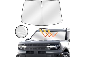 AUTOMIIM Windshield Sun Shade for Ford Bronco Sport 2021-2024 2025, Upgraded Heat Insulation Front Window Cover for Bronco Sport Accessories, Foldable Windshield Shade for Bronco Sport 2024 Sun Visor Protector