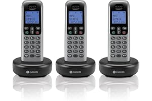 Motorola Voice T603 Cordless Phone System w/3 Digital Handsets, Speakerphone, and Call Block - Dark Grey