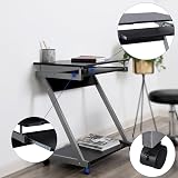VASAGLE Computer Desk Z-Shaped with Keyboard Tray 60x48x73 cm Black LCD811B view 4