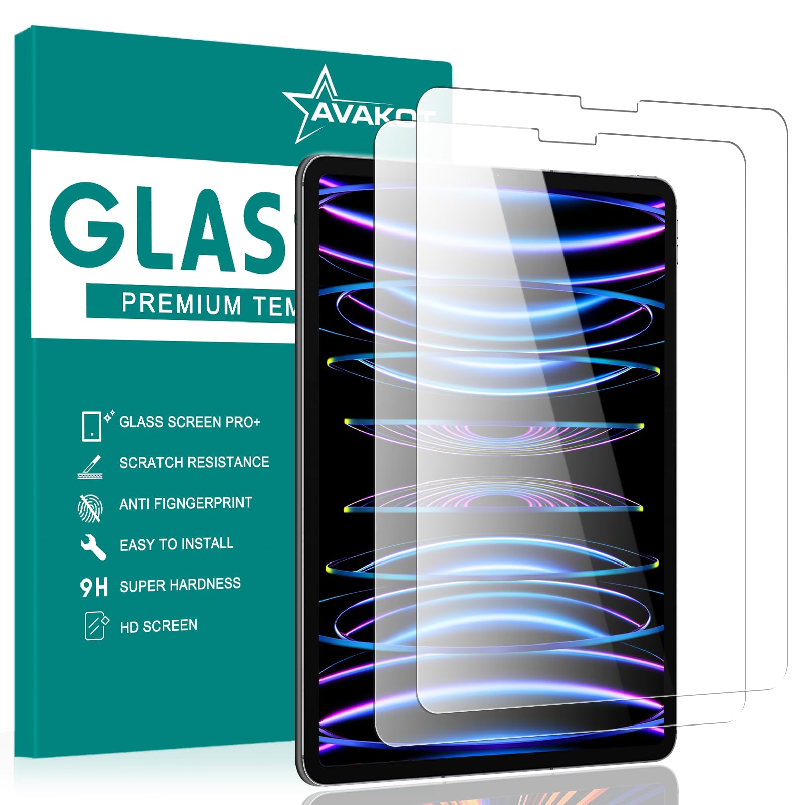 2 Pack iPad Pro 12.9 Screen Protector | Tempered Glass Film Compatible with iPad Pro 12.9 Inch 5th/4th/3rd Generation | Anti- Scratch Sensitive Hardness Screen Protector for iPad Pro 12.9