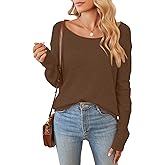 Arach&Cloz Womens Wool Boat Neck Sweater Outfit Long Sleeve Casual Loose Pullover Trendy Tops 2024