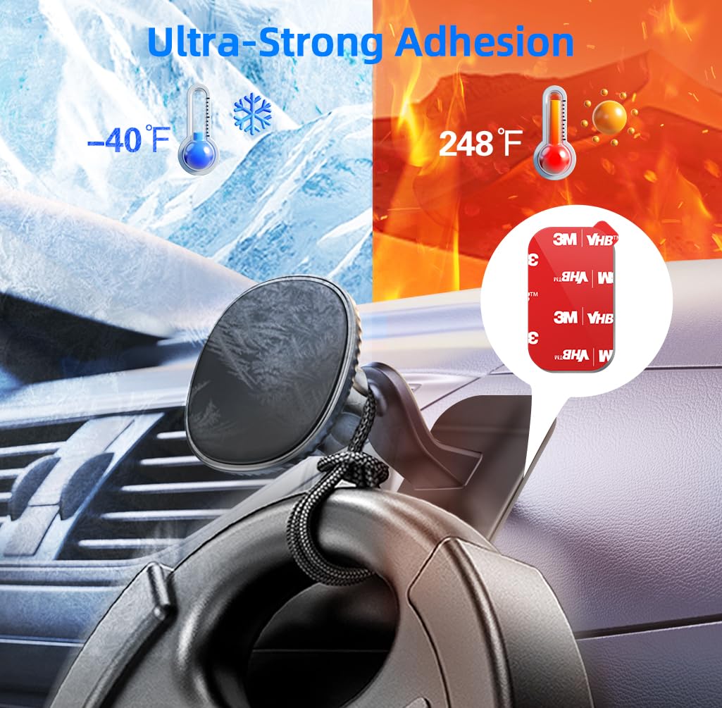 volport 5 Pack 3M Automotive Double Sided Adhesive Tape, Heavy Duty 3M Sticky Pads for Magnetic Car Phone Mount Dashboard, Adhesive Pad Replacement for Phone Holder, Heat Resistant Sticker Tapes
