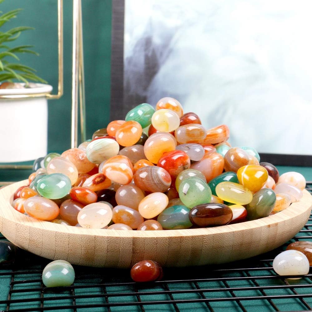 Natural Polished Decorative Gravel Pebbles - 2lb Colorful Agate Rocks for Landscape Decoration Stone. 0.39-0.78 Inch, Suitable for Home Decoration, DIY Handmade, Decorative Fish Tanks, Vase Filler: Furniture & Decor