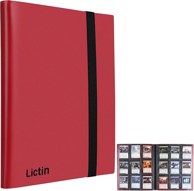 Lictin Trading Cards Album 396 Pocket Binder 22 Pages 18 Pockets Red