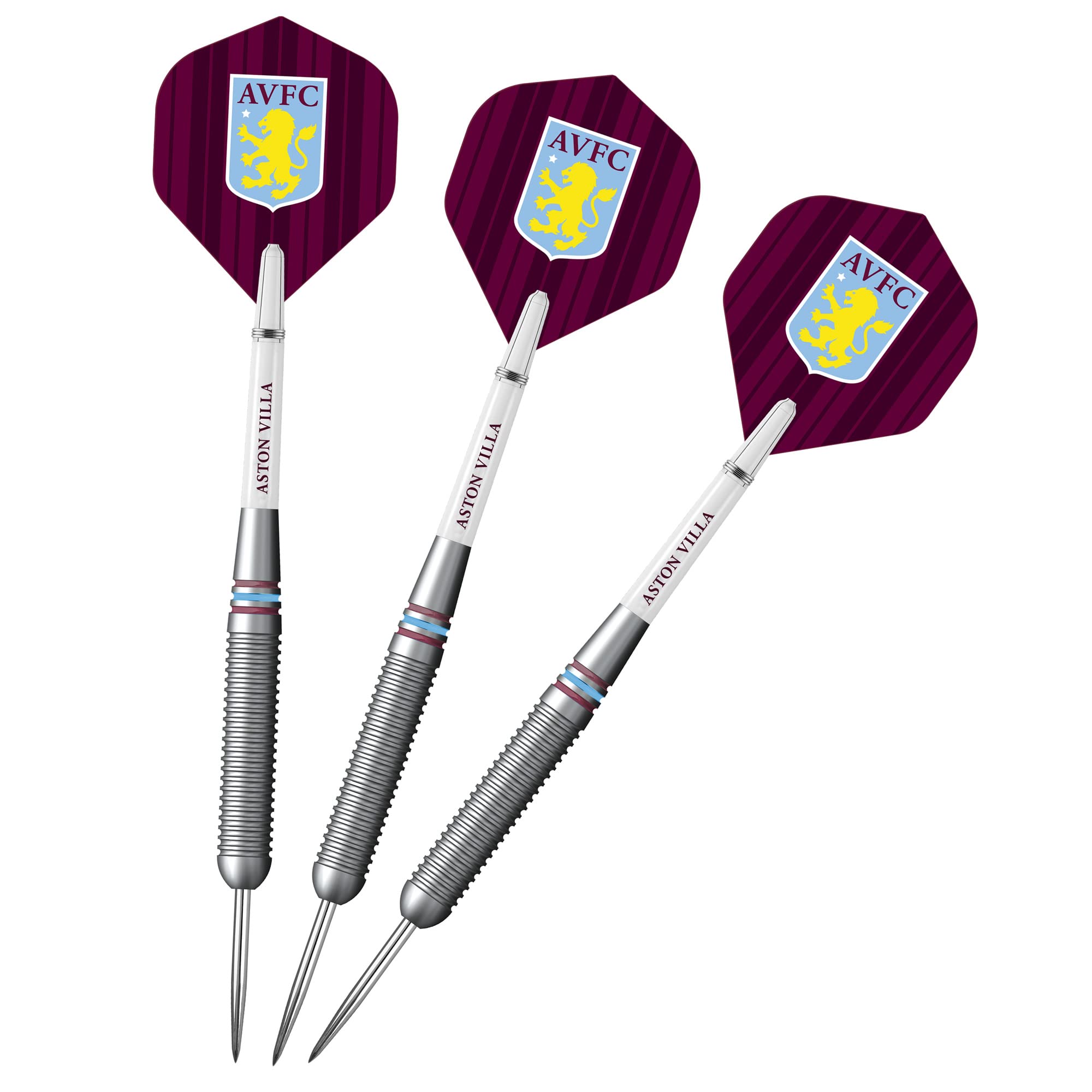 FOCO Officially Licensed Aston Villa Football Club Villans FC Steel Tip Brass Barrel Darts Set, Blue & Claret 22g (D1423)