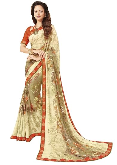 Womens Printed Criva Crepe Saree(FT6005B_Multi-Coloured)