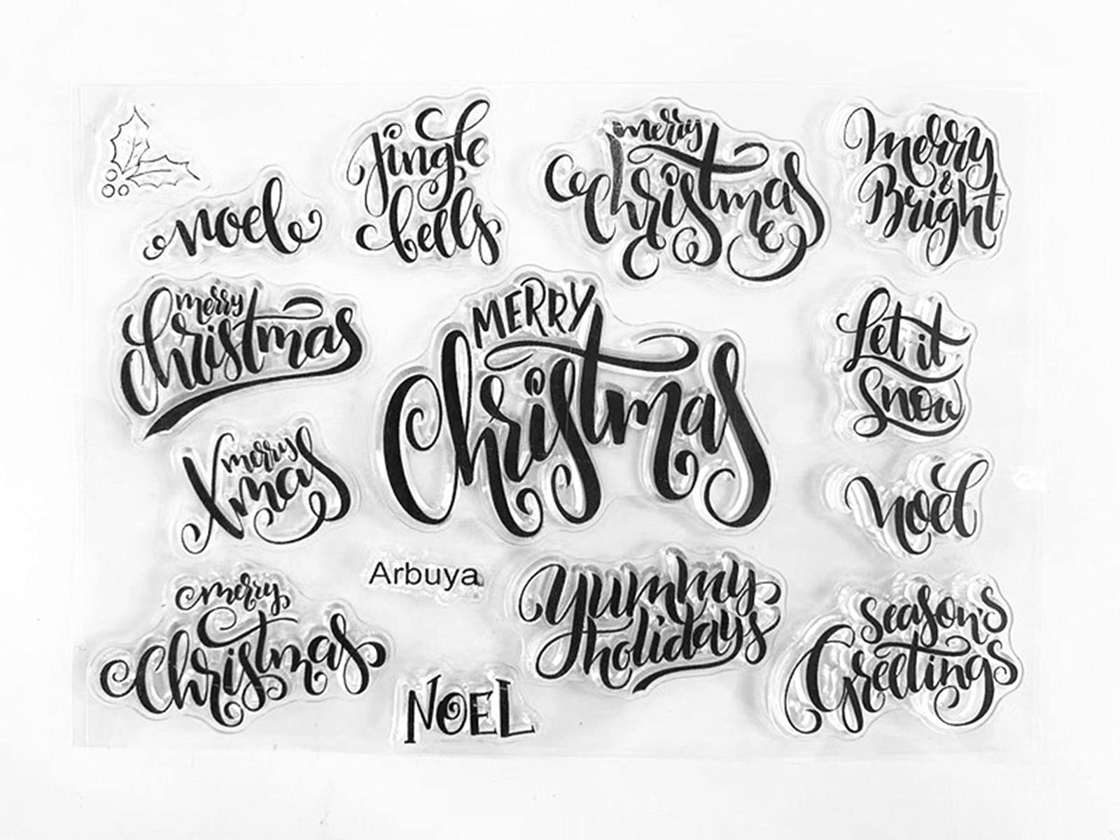 Merry Christmas Let it Snow Season's Greetings Jingle Bells Phrase Sentiment Clear Stamp for Decorative Card Making and Scrapbooking DIY